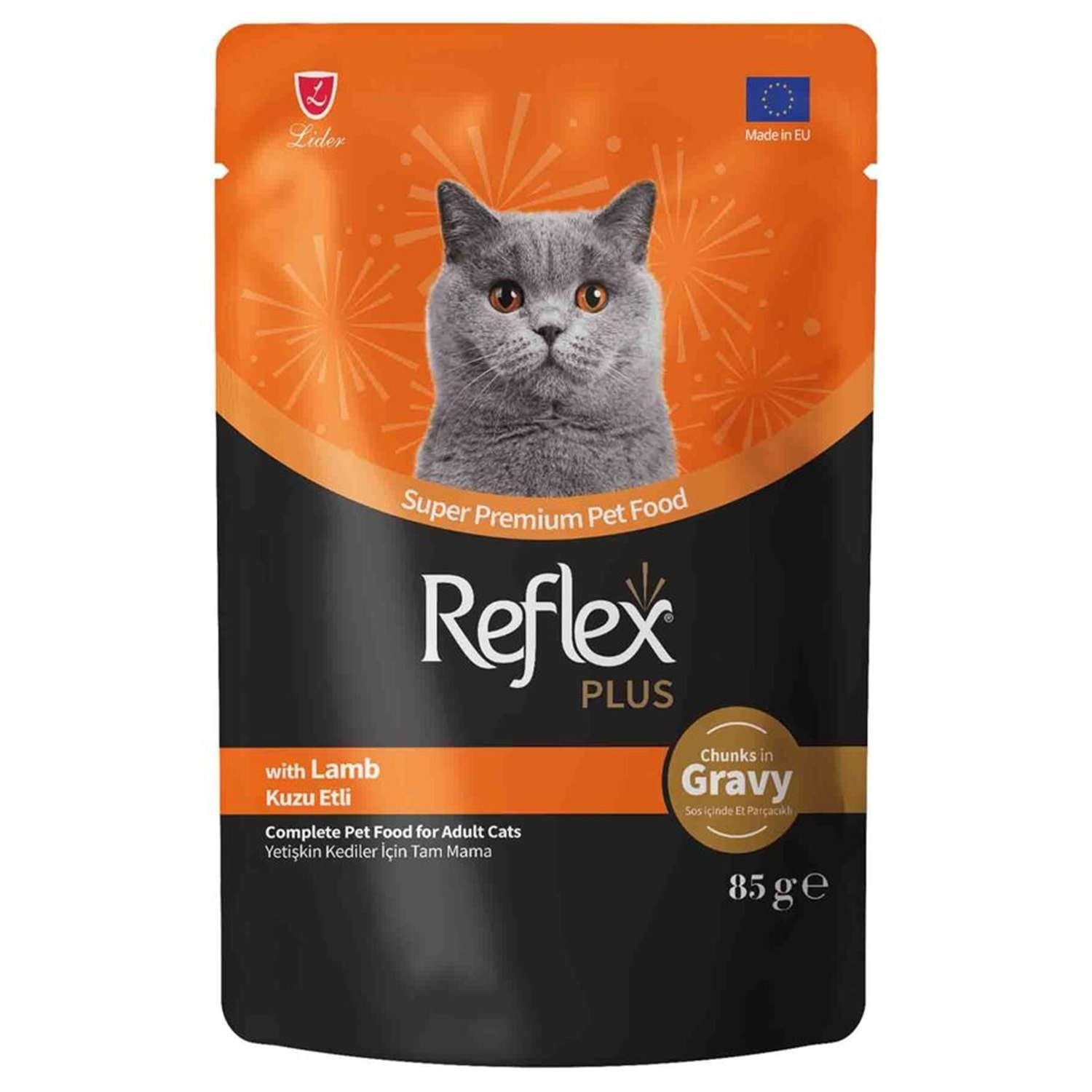 Reflex Plus Sos İçinde Parça Kuzu Etli Yetişkin Kedi Konservesi 85gr
