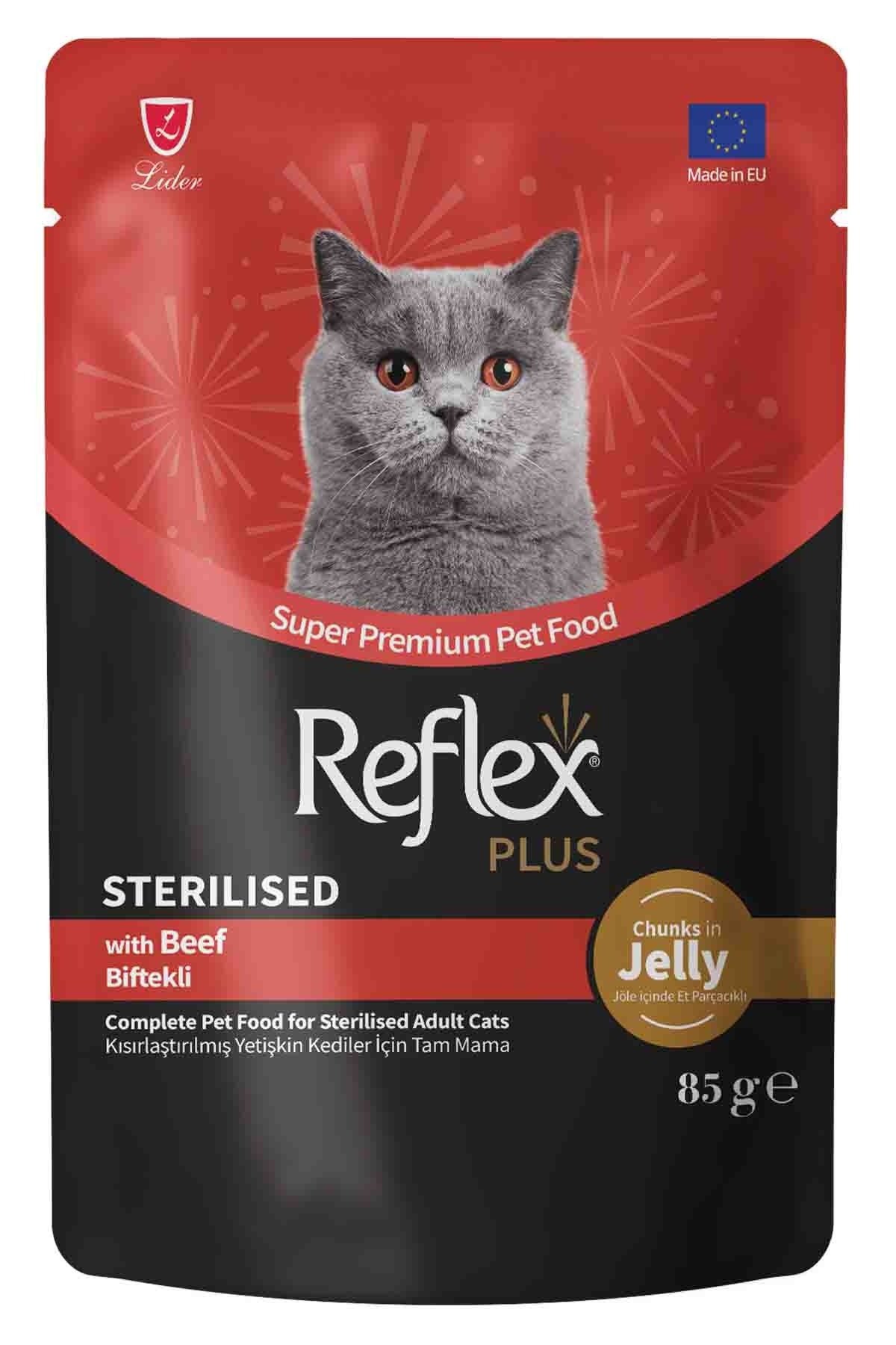 Reflex Plus Sos İçinde Parça Biftek Etli Kısırlaştırılmış Kedi Konservesi 85gr