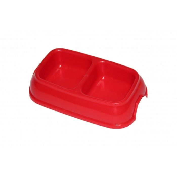 Pet Style İkili Plastik Küçük Mama ve Su Kabı Kırmızı