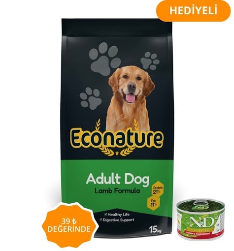 Econature Plus Kuzu Etli Yetişkin Köpek Maması 15 Kg