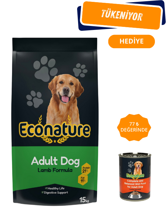 Econature Plus Kuzu Etli Yetişkin Köpek Maması 15 Kg