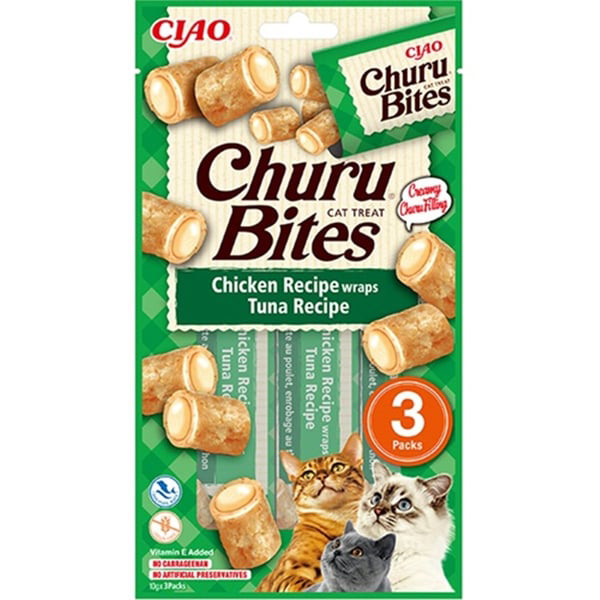 CIAO Churu Bites Tavuk Sargılı ve Ton Balıklı Kedi Ödül Maması 10gr (3'lü)