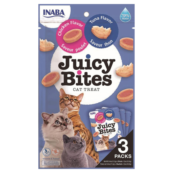 INABA Juicy Bites Tavuklu ve Ton Balıklı Kedi Ödül Maması 11,3gr (3'lü)