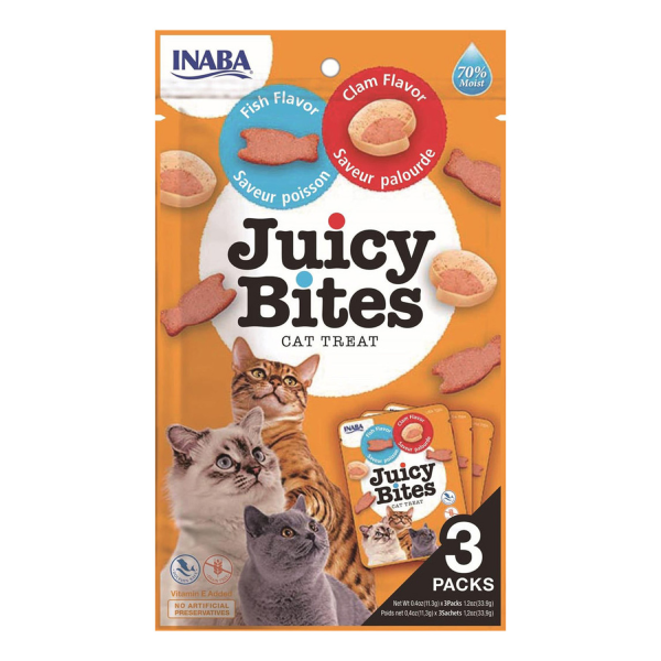 INABA Juicy Bites Balıklı ve İstiridyeli Kedi Ödül Maması 11,3gr (3'lü)