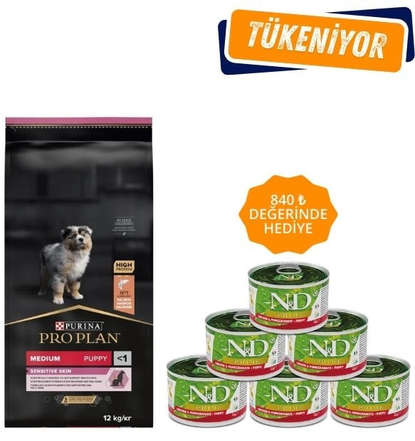 Pro Plan Puppy Medium Sensitive Skin Somonlu Orta Irk Yavru Köpek Maması 12kg