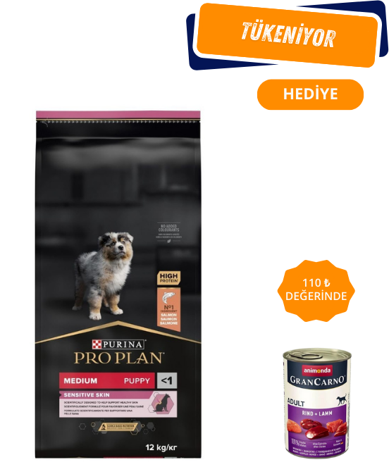 Pro Plan Puppy Medium Sensitive Skin Somonlu Orta Irk Yavru Köpek Maması 12kg