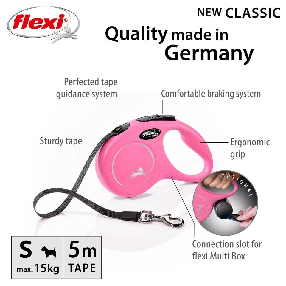 Flexi New Classic S Beden Kırmızı 5MT Şerit Tasma