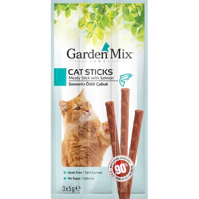 Garden Mix Somonlu Tahılsız Kedi Ödül Çubuğu 3X5 Gr