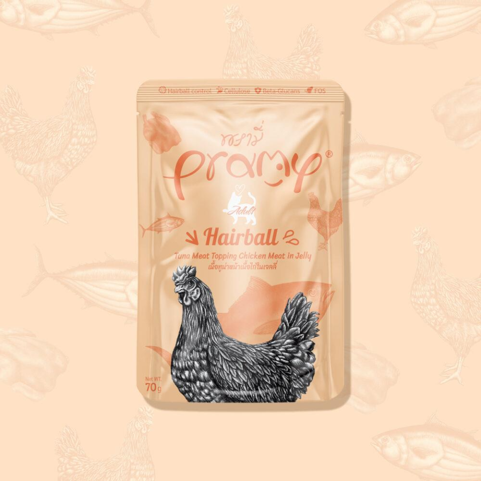 Pramy Hairball Kıl Yumağı Önleyici Ton Balıgı Ve Tavuklu Yetişikin Kedi Konserve Maması 70 Gr