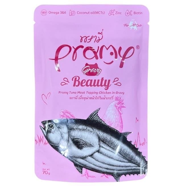 Pramy Sos İçinde Ton Balıklı ve Tavuklu Yetişkin Kedi Maması 70 Gr