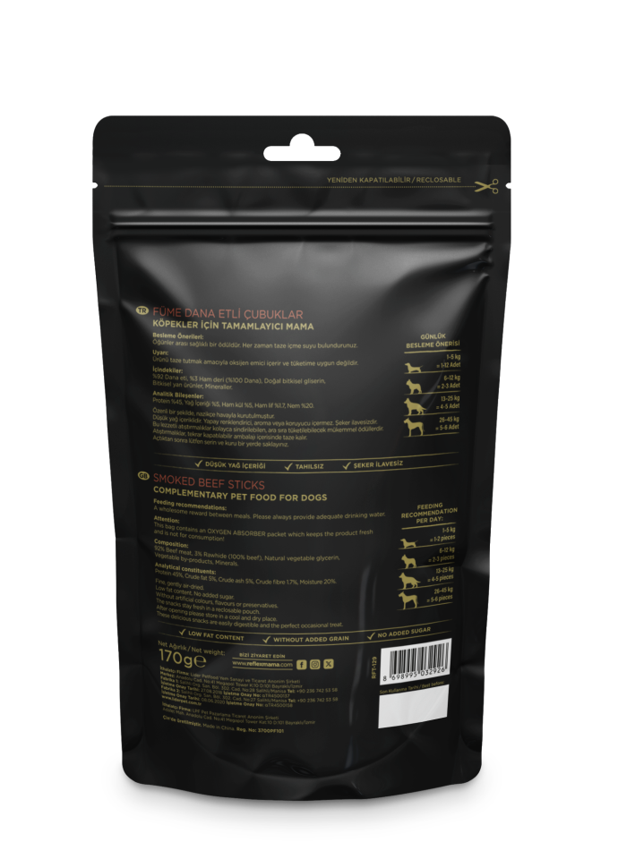 Reflex Snackies Füme Dana Etli Çubuklar 170 Gr