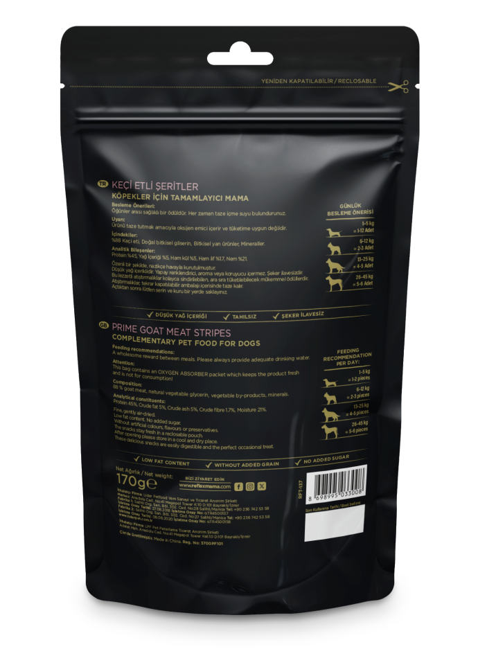 Reflex Snackies Keçi Etli Şeritler 170 Gr