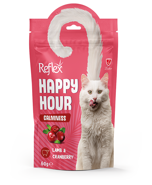 Reflex Happy Hour Calmness Kuzulu ve Kızılcıklı Kedi Ödül Maması 60 Gr