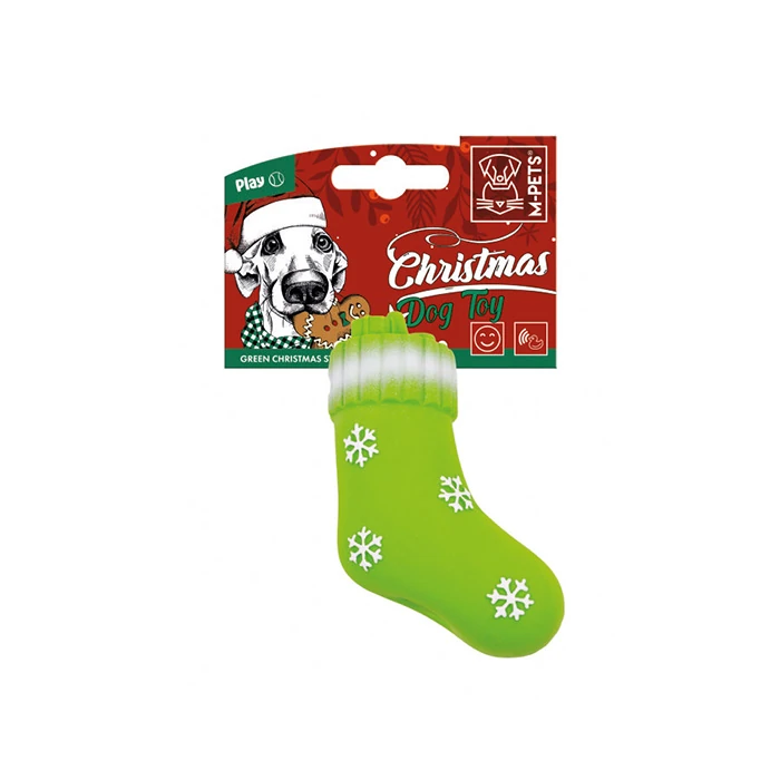 M-Pets Christmas Yeşil Çorap Köpek Oyuncağı 13Cm