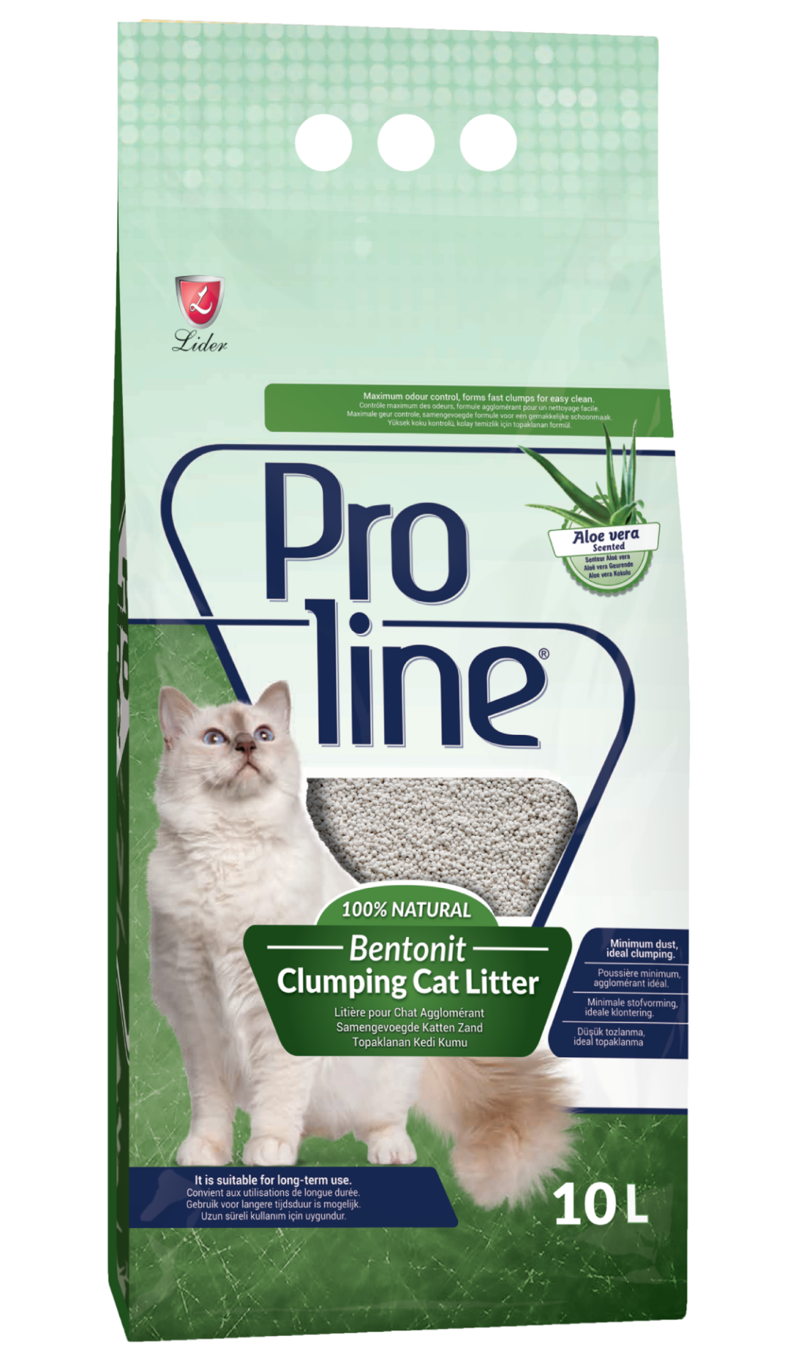 Proline Aloe Vera Kokulu Topaklanan Bentonit Kedi Kumu 10 Lt