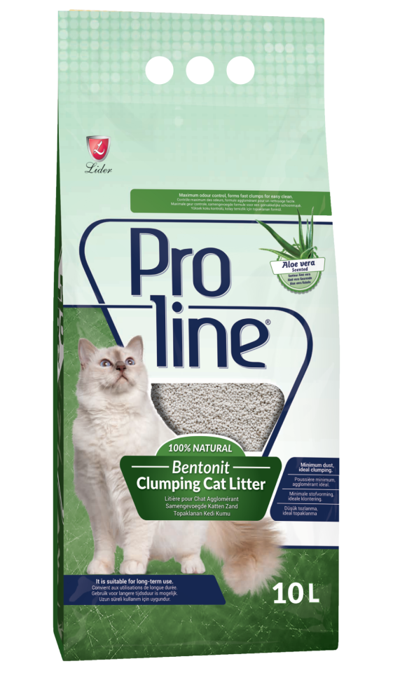 Proline Aloe Vera Kokulu Topaklanan Bentonit Kedi Kumu 10 Lt