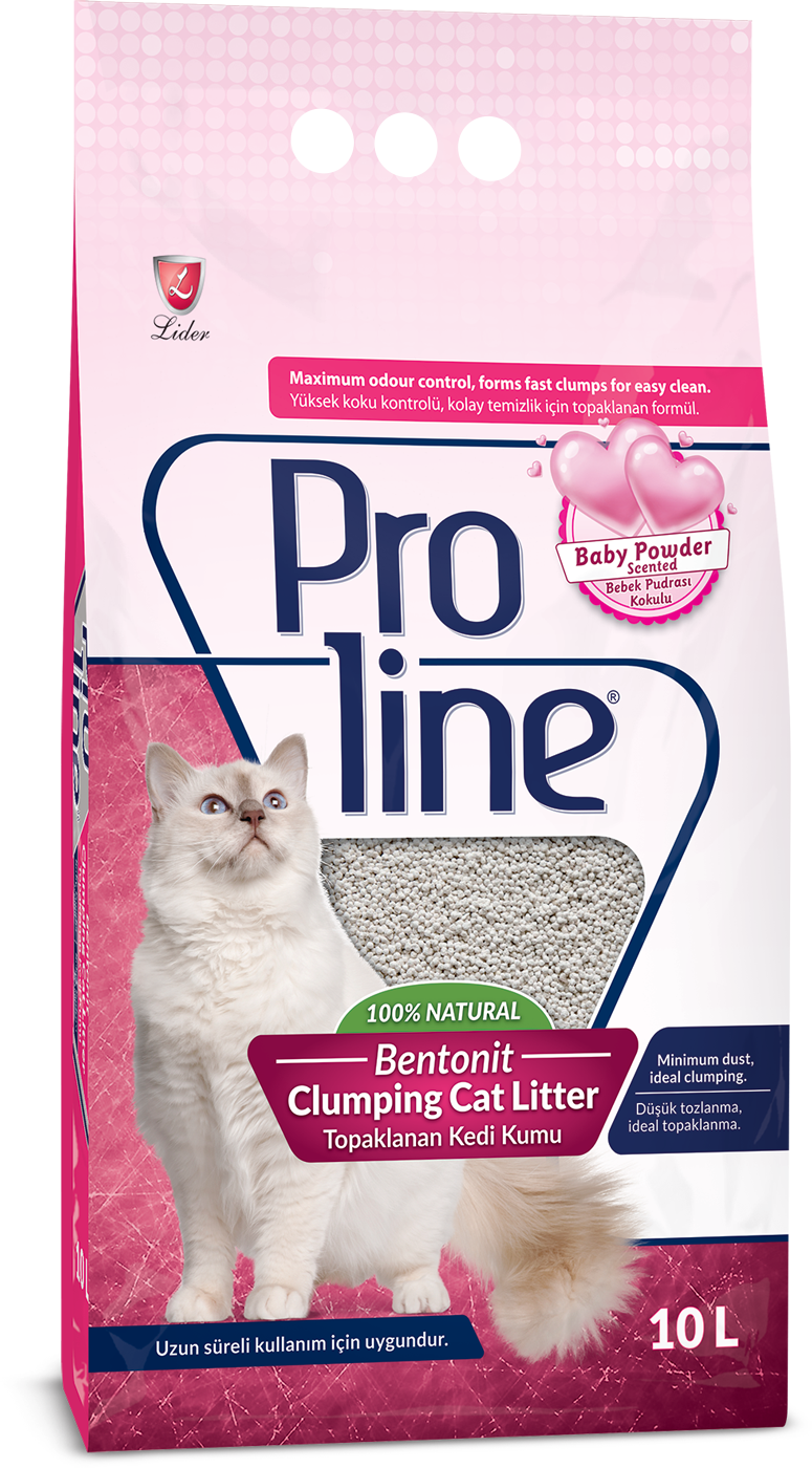 Proline Bebek Pudrası Kokulu Parfümlü Topaklanan Bentonit Kedi Kumu 10 Lt