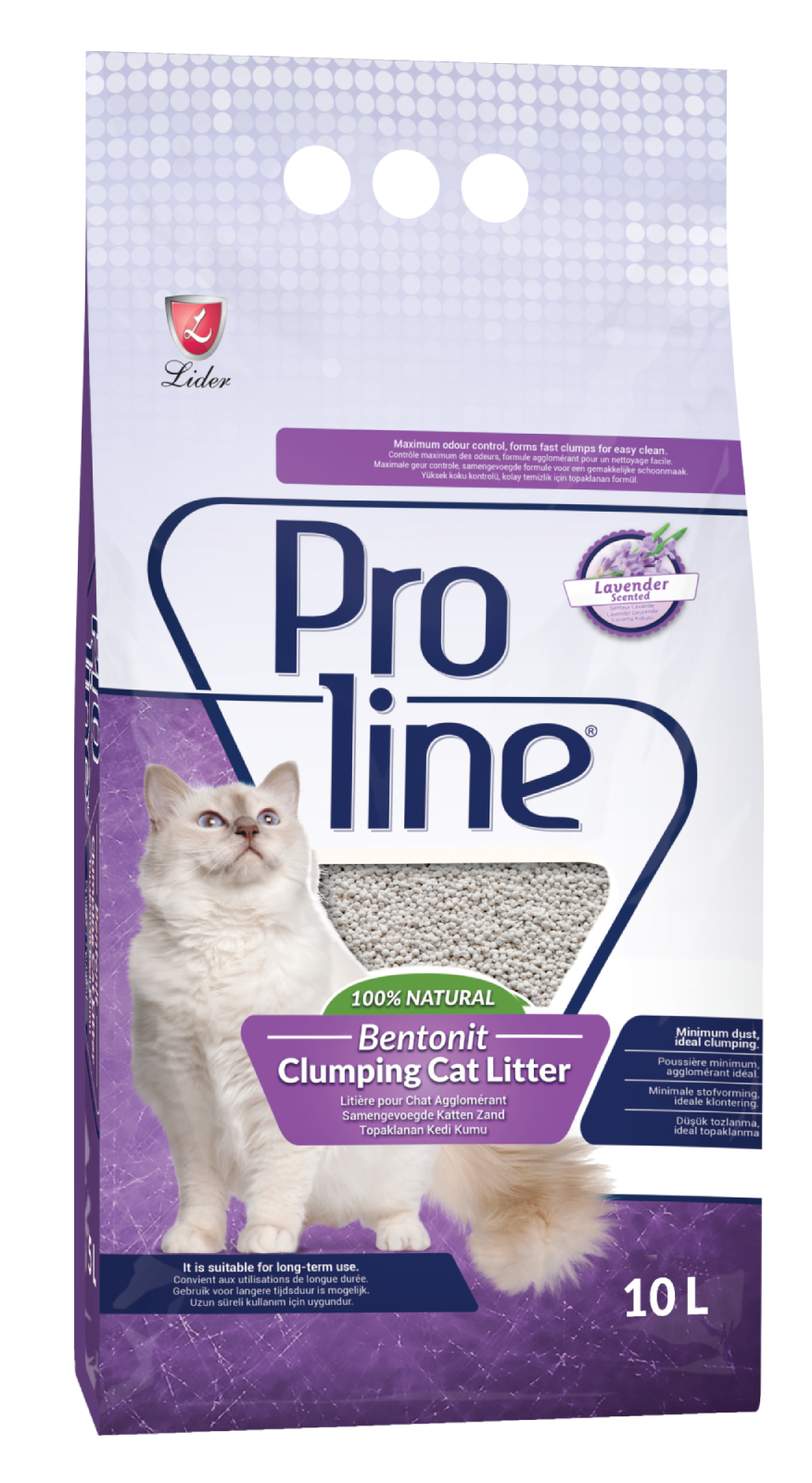 Proline Lavanta Kokulu Topaklanan Bentonit Kedi Kumu 10 Lt