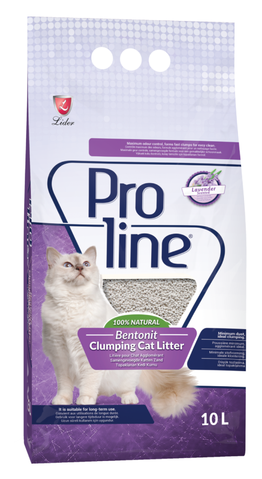 Proline Lavanta Kokulu Topaklanan Bentonit Kedi Kumu 10 Lt