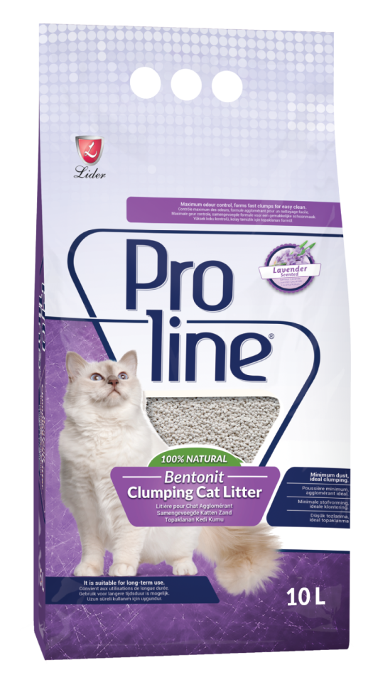 Proline Lavanta Kokulu Topaklanan Bentonit Kedi Kumu 10 Lt