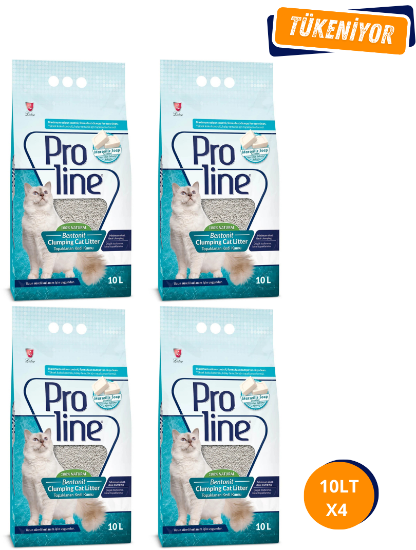 Proline Marsilya Sabunu Kokulu Topaklanan Bentonit Kedi Kumu 10 Lt x4