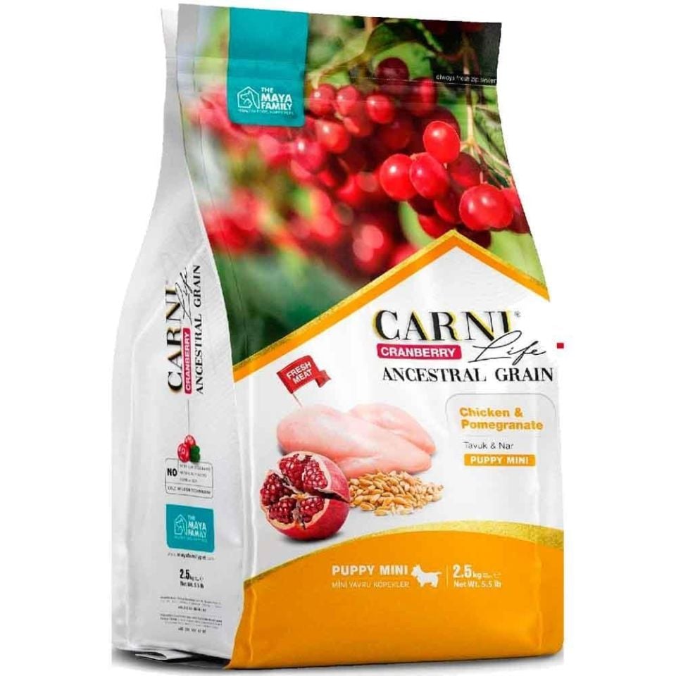 CARNI CARNI LIFE CRANBERRY ANCESTRAL GRAIN KÖPEK TAVUK &
NAR PUPPY TUM IRKLAR 12 KG