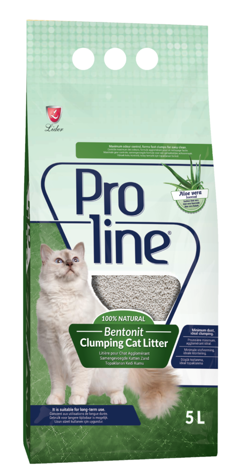 Proline Aloe Vera Kokulu Topaklanan Bentonit Kedi Kumu 5 Lt