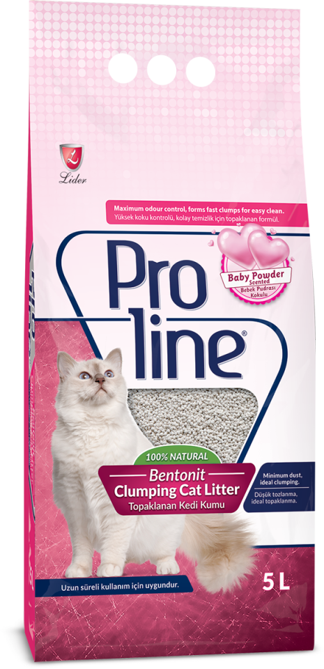 Proline Bebek Pudrası Kokulu Parfümlü Topaklanan Bentonit Kedi Kumu 5 Lt