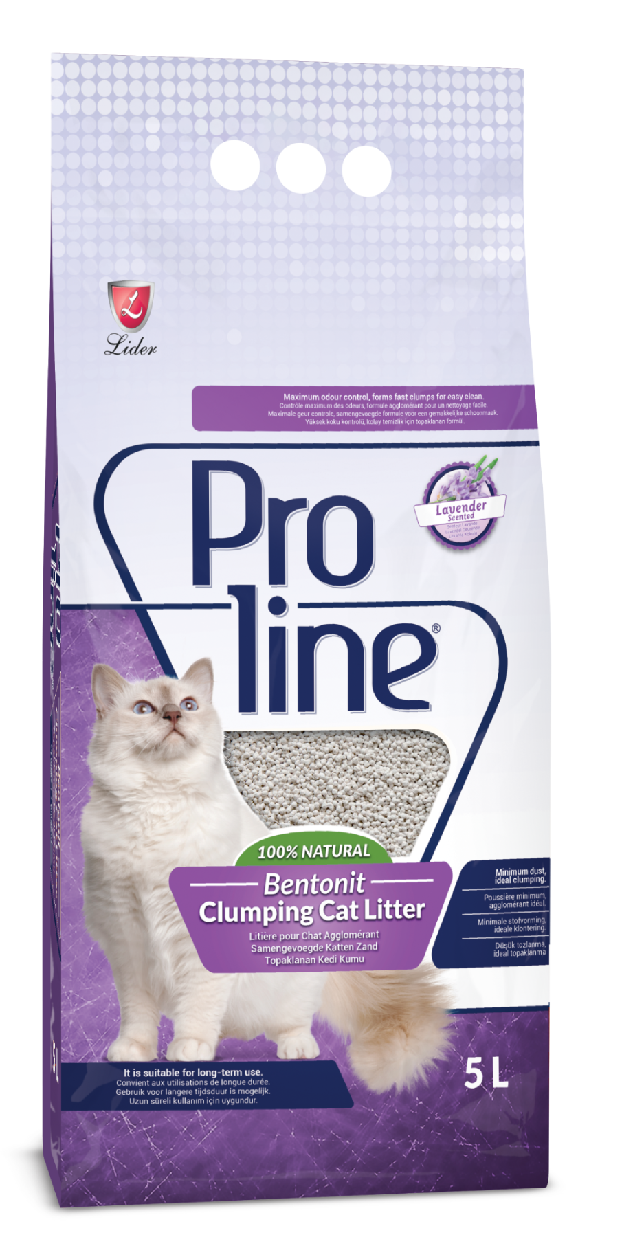 Proline Lavanta Kokulu Topaklanan Bentonit Kedi Kumu 5 Lt