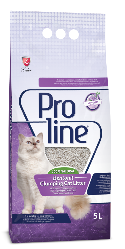 Proline Lavanta Kokulu Topaklanan Bentonit Kedi Kumu 5 Lt