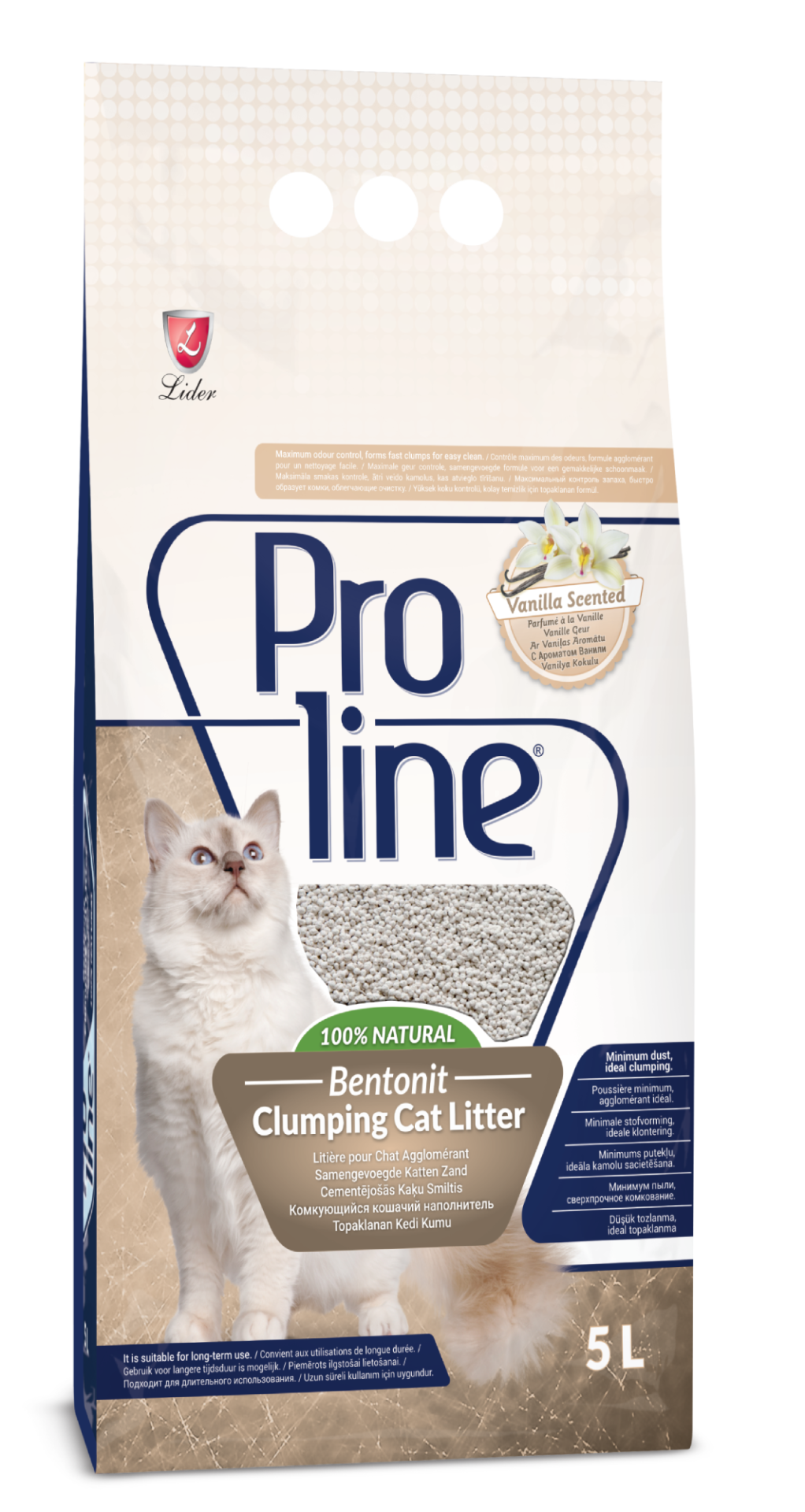 Proline Vanilya Kokulu Topaklanan Bentonit Kedi Kumu 5 Lt