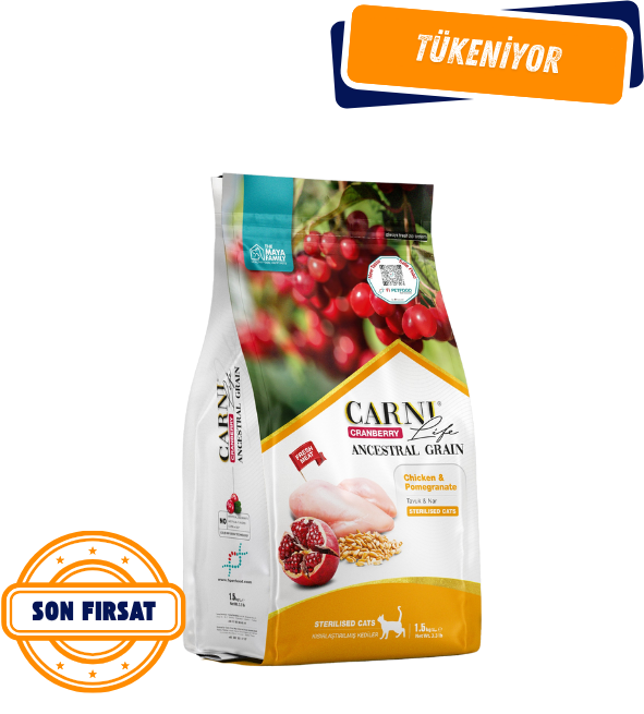 CARNI CARNI LIFE CRANBERRY ANCESTRAL GRAIN KEDI TAVUK &NAR KISIRLASTIRILMIS 10 KG